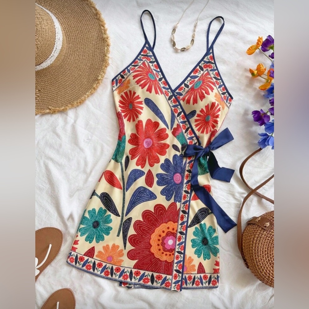 NEW Floral Multicolor Spaghetti Strap Dress